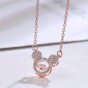 Cute mouse in rose gold with zircons necklace